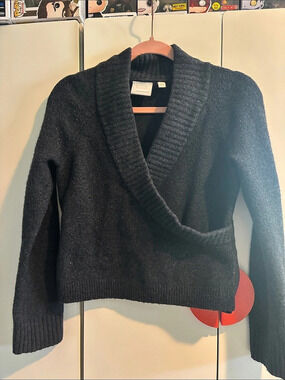 Anthropologie Etttwa  Charcoal Cowl Neck Sweater Merino Wool Alpaca Blend